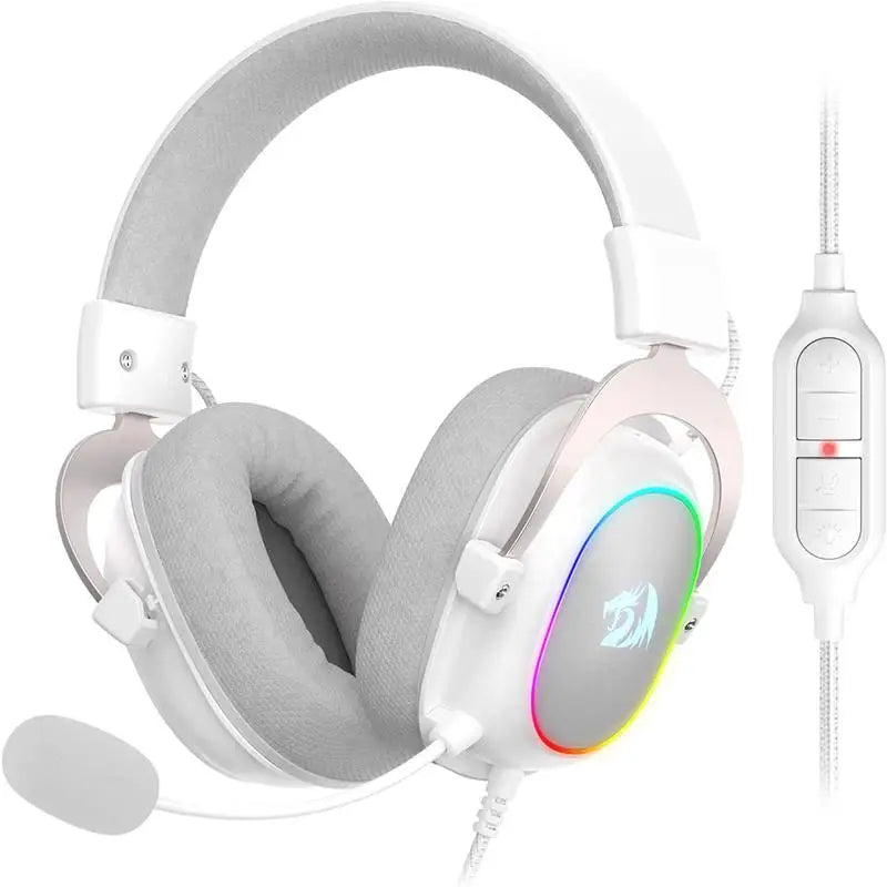 Redragon H510 Zeus-X RGB Wired Backlit Gaming Headset 7.1 Surround Sound Multi Platforms Headphone - WHITE / GERMANY