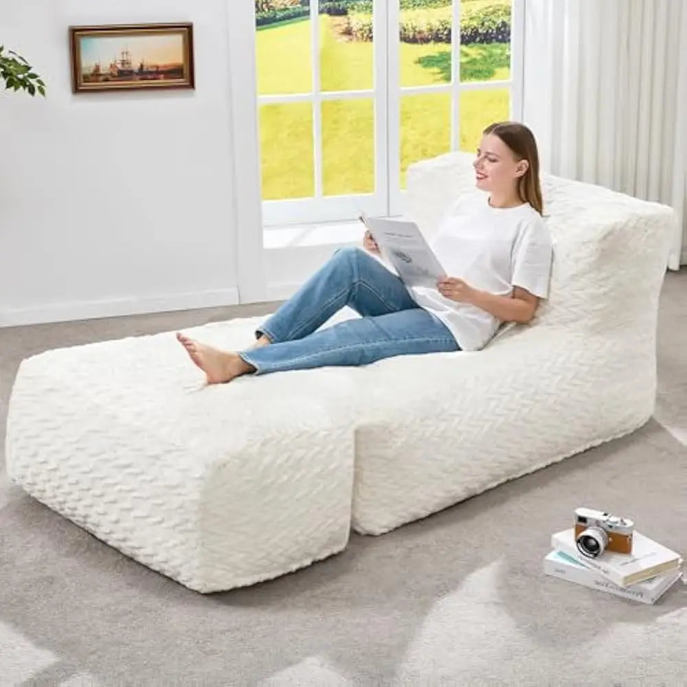 Big Bean Bag Lounger Chairs Large Beanbag Chair for Adults Bean Bag Sofa with Memory Foam Filled for Living Room