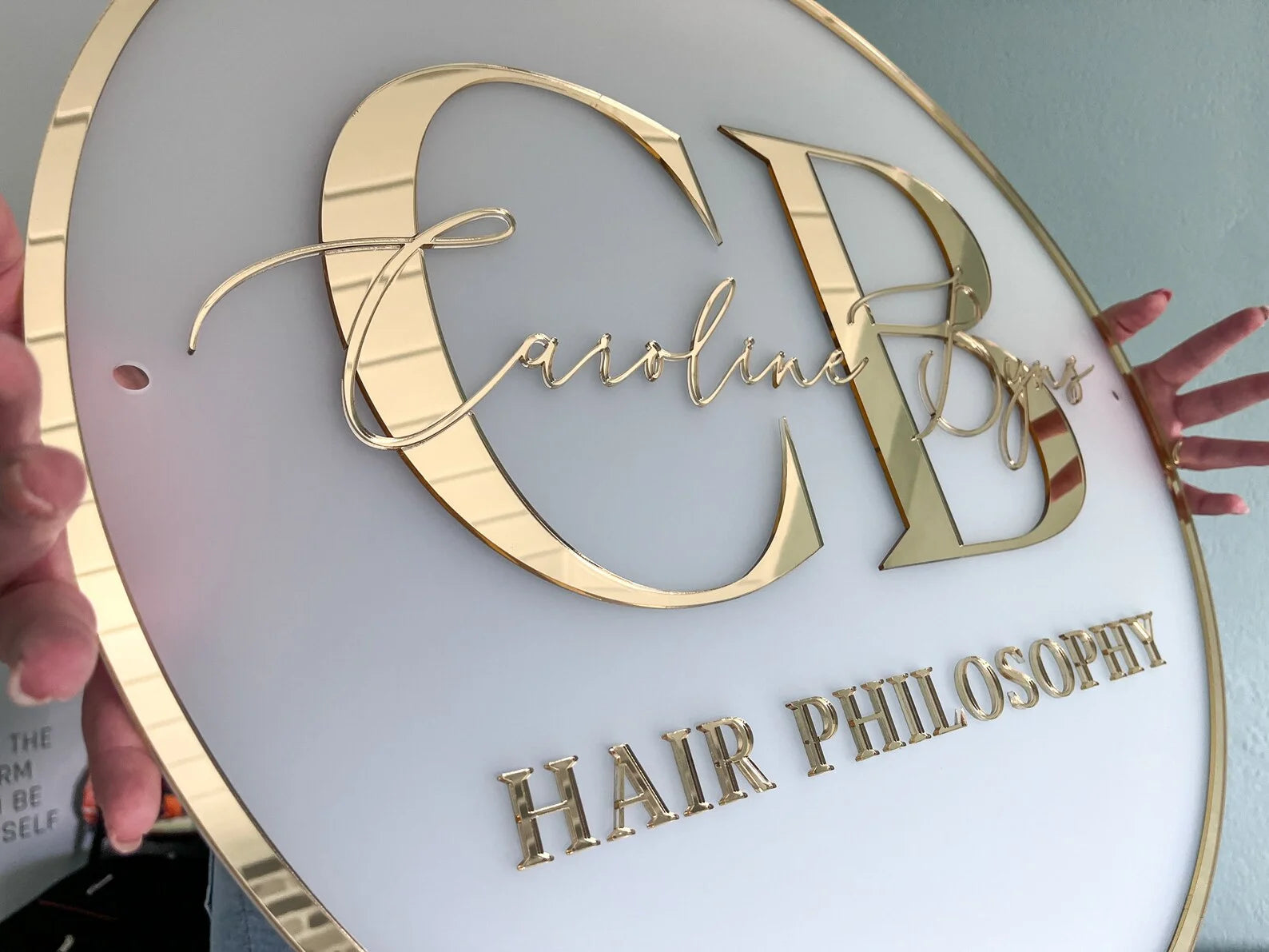 Free Logo Design Custom Round Business Logo Acrylic Sign Laser Cut 3D Wall Sign Business Signage for Office Beauty