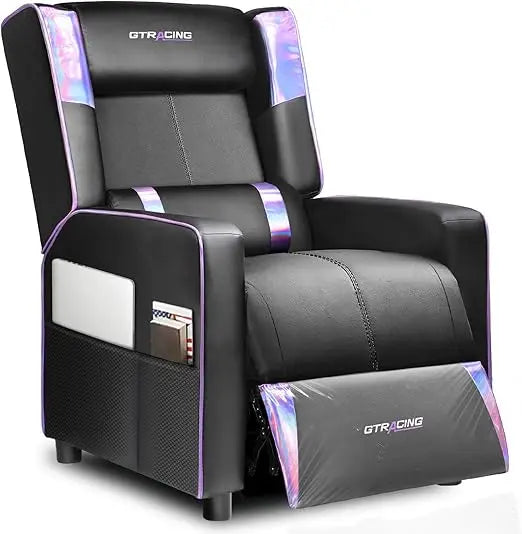 Gaming Recliner Chair: Modern PU Leather Sofa for Adults with Racing Style Ergonomics - United States / Purple