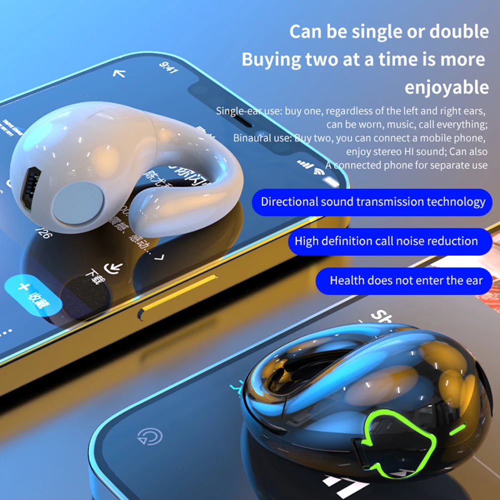 Comfortable IPX5 Waterproof Bone Conduction Earbuds with Bluetooth 5.3 Ergonomic Design for Sports and Gaming