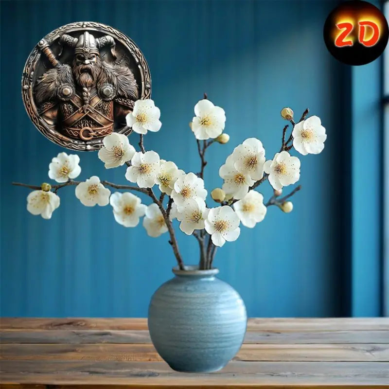 Viking Warrior Shield Wall Art Round Aluminum Metal Sign for Home & Office Decor 2D Exquisite Aluminum Painting Wall