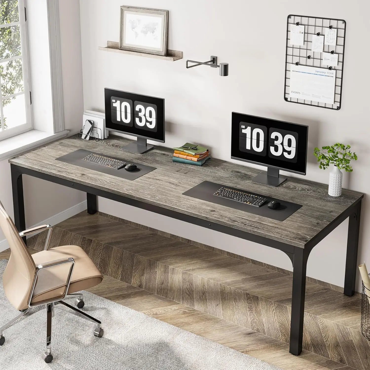 78.7 Inches Extra Long Computer Desk 2 Person Desk Double Long Desk Workstaion for Home Office - United States / GRAY