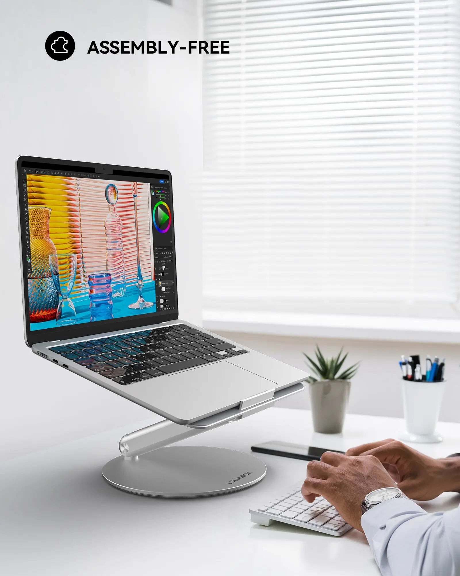 LULULOOK Laptop Stand,Foldable Notebook Stand with 360 Rotating Base Laptop Holder For MacBook Pro/Air,Dell,Laptops