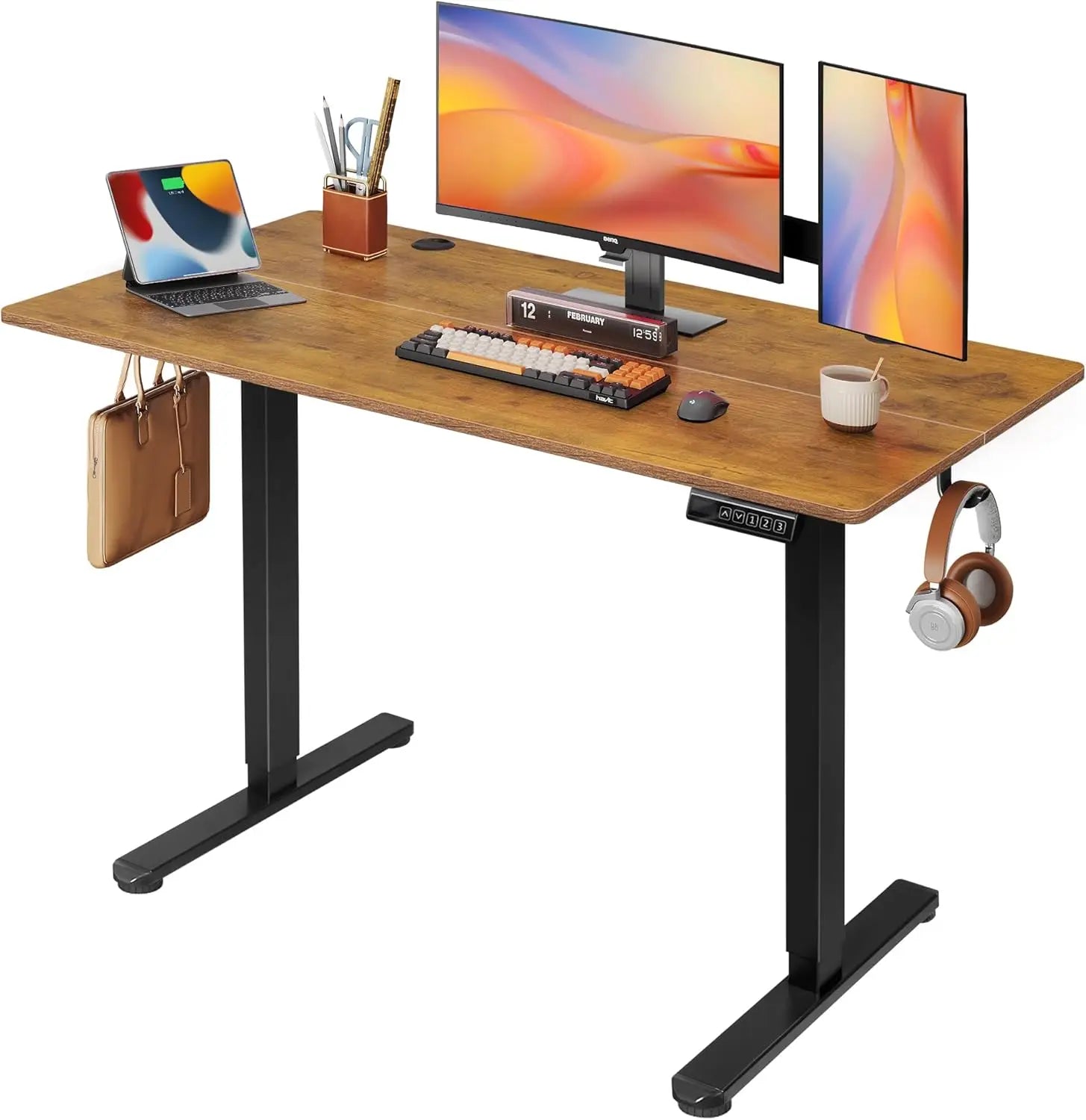 Electric Standing Desk,Adjustable Height Stand up Desk for Home Office Ergonomic Sit to Stand Desk with Headphone Hook