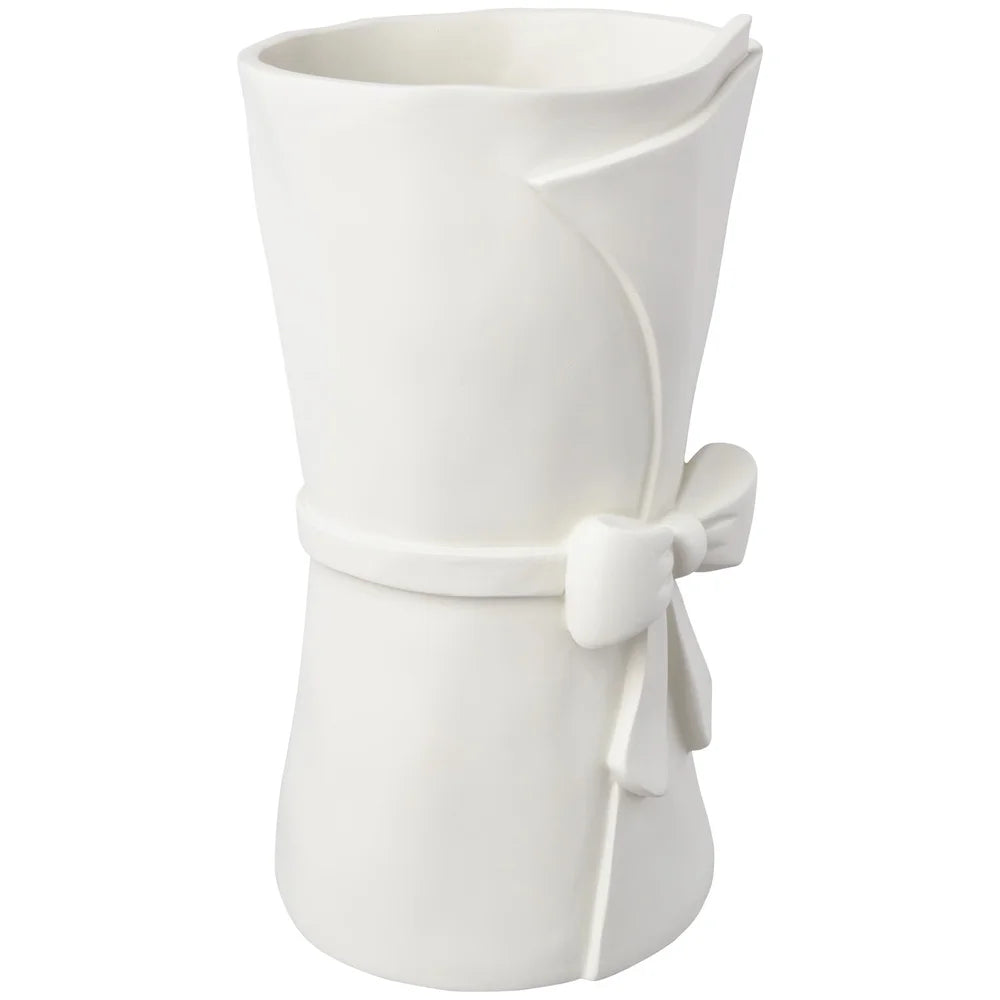 Easter Large Resin Vase with Bow Modern Farmhouse Spring Decor Elegant White Decorative Accessory Home Table