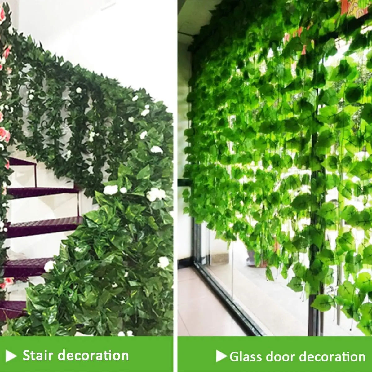 100/2M Artificial Green Ivy Vine Garland Fake Leaf Plants Rattan Hanging Creeper Garlands for Garden Wedding Party Wall