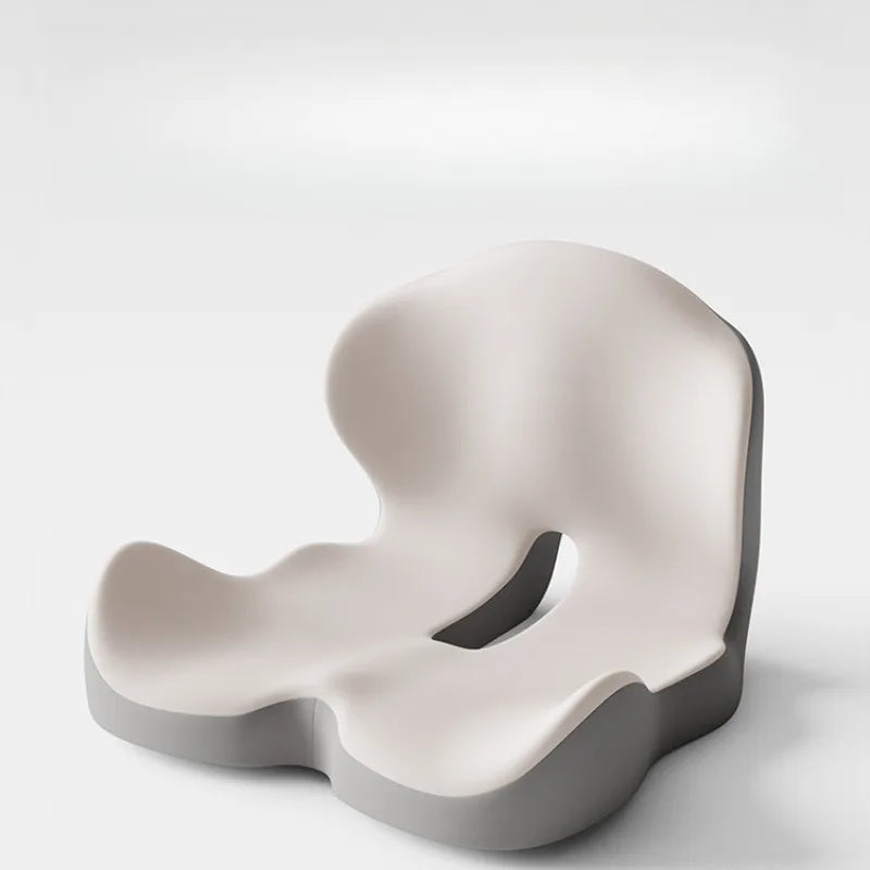 Memory Foam One-piece Cushion Office Cushion Hip Beautification Spine Relief And Waist Support Cushion - Grey white