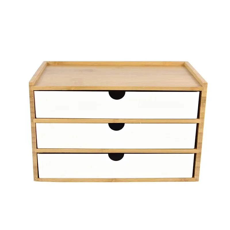 1/2/3 layer Wooden Desktop Drawer Storage Box Cabinet Organizer Supplies Jewelry Storage Box Gift Case Craft Bamboo