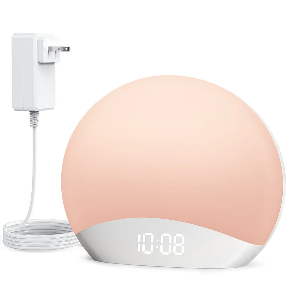 Awakening Wake Up Sunrise Alarm Clock Table Clock Dimmable with 3 Ring 8 Nightlight 26 Sound Sleep Timer Night Light