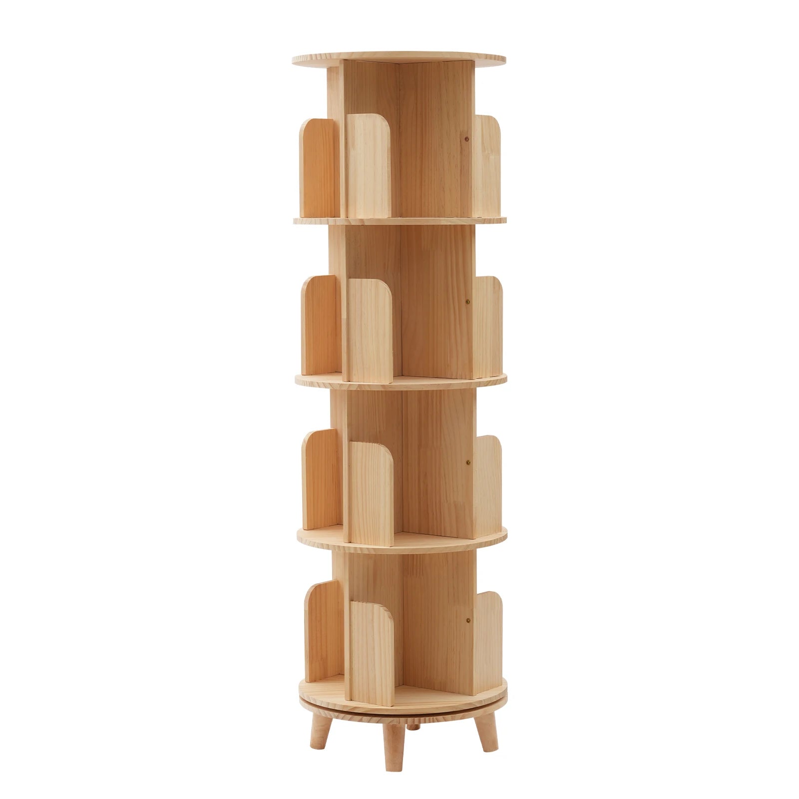 4-Tier Rotating Bookshelf Organizer Modern 360°Rotating Storage Rack Display Holder Stand Floor Standing Bookcase