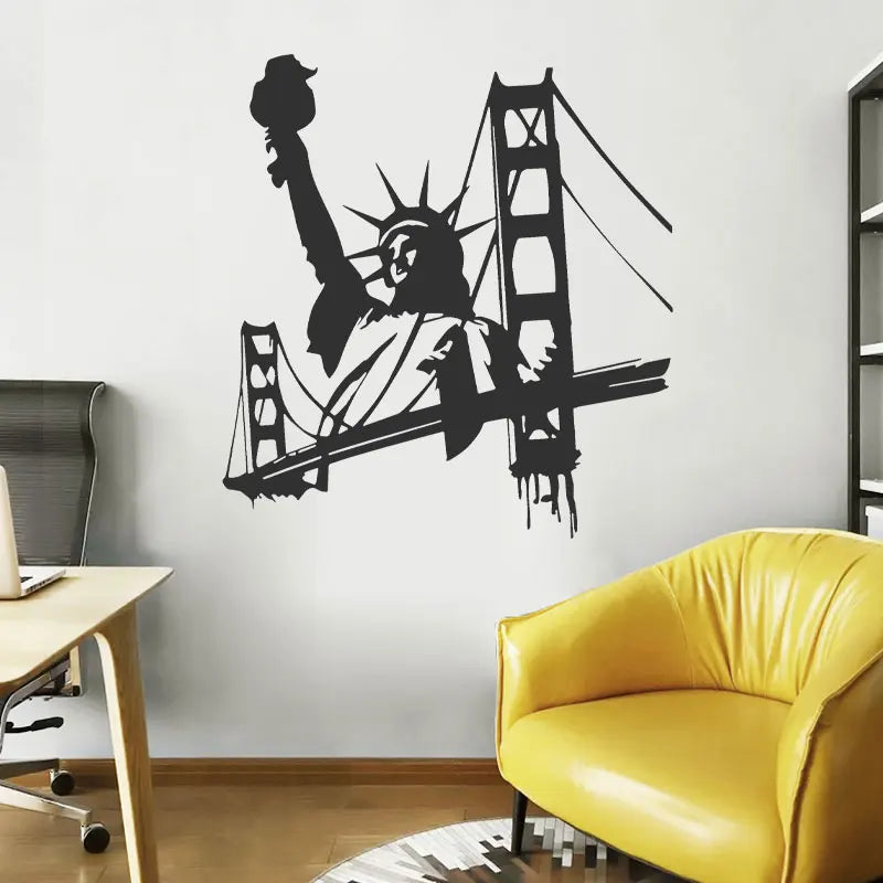 New York City Famous Sign Liberty Wall Sticker Vinyl Art Home Decor Living Room Bedroom Decal Office Decoration Wall