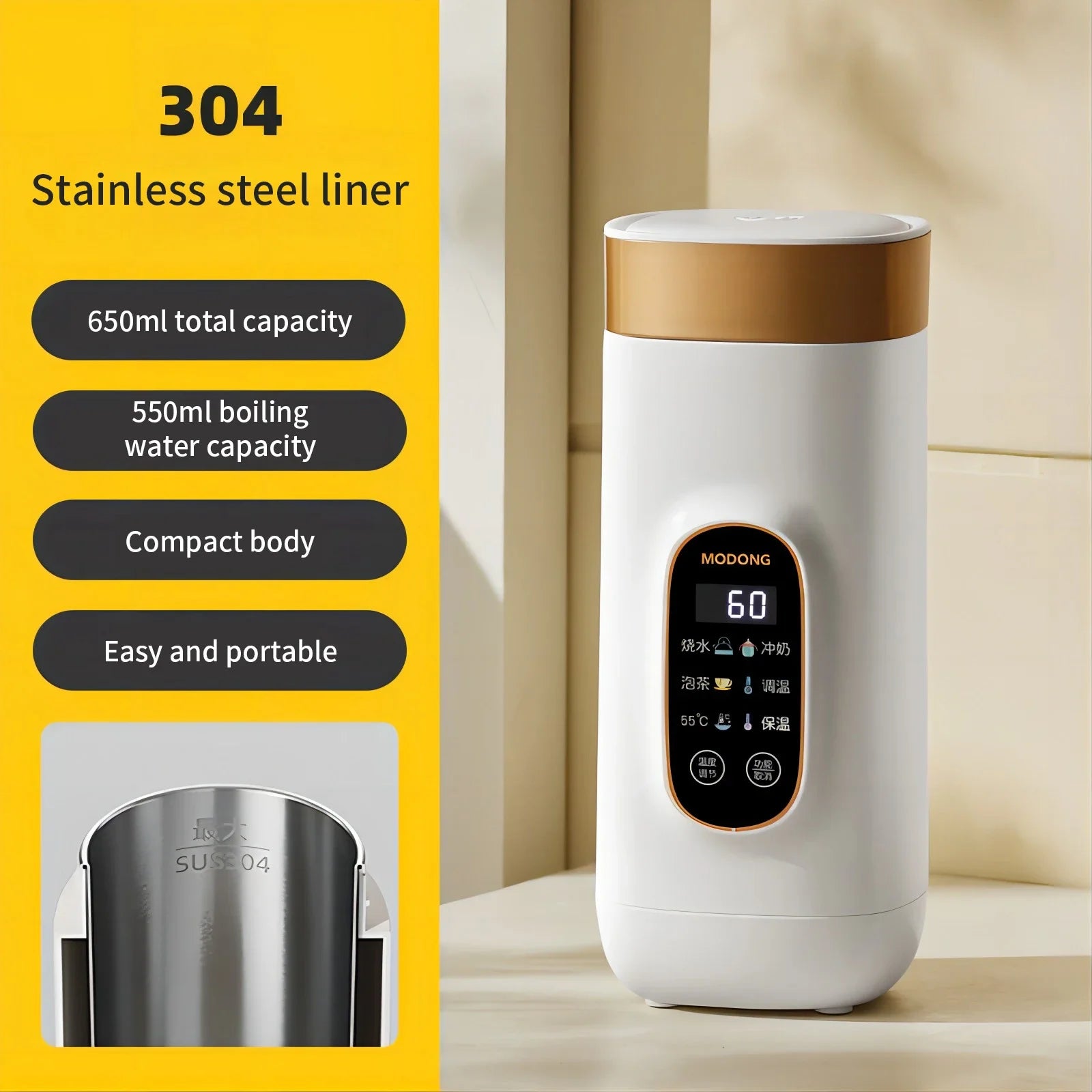 Electric Kettle 550ml Smart Heating Cup Multifunction Boiled Water Pot Teapot Adjustable Temperature Kettles for Travel