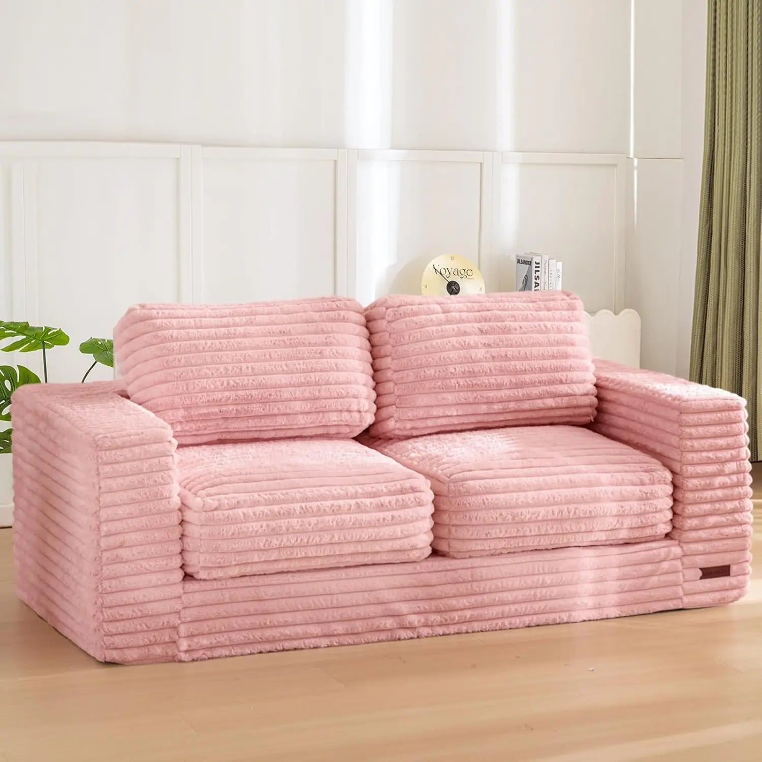Bean Bag Chair Upholstered Loveseat Floor Sofa with Pillows and Armrests Bean Bag Sofa Plush Chair Boneless Sofa