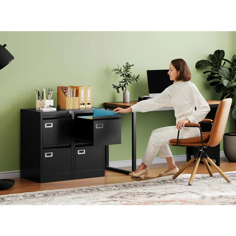 2 Drawer File Cabinet with Lock,Metal Vertical Filing Cabinets for Home Office- Storage A4/F4/Letter/Legal -Assembly