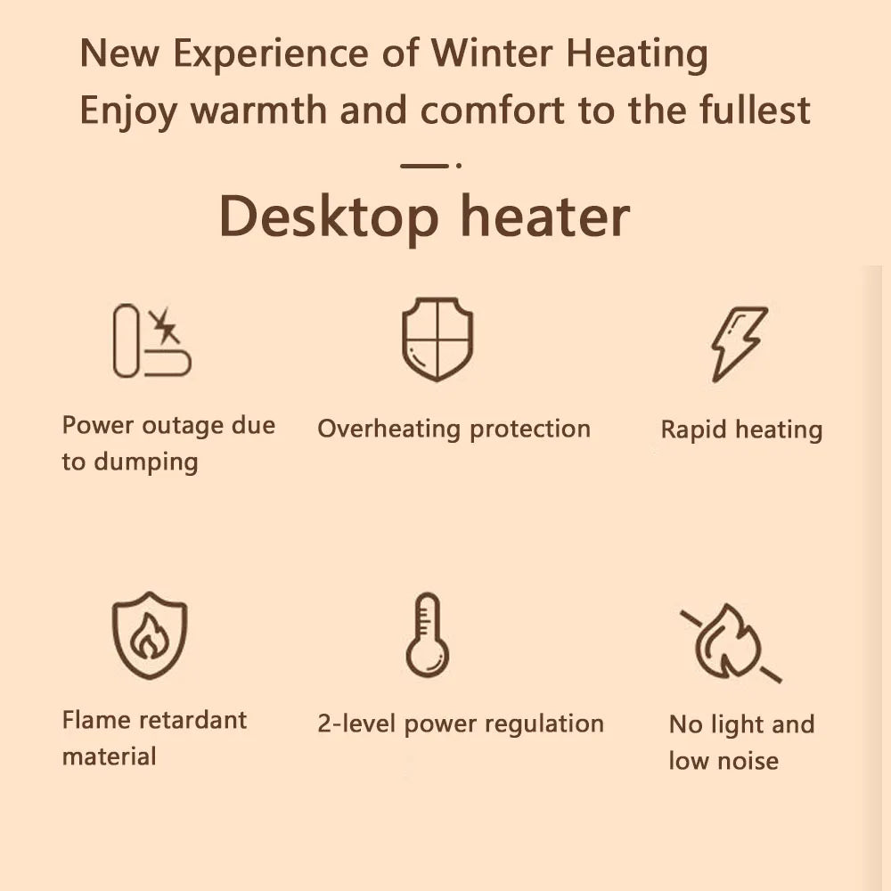 1500W Desktop Electric Heater Winter Mini Portable Heating Fan Home Office PTC Ceramic Heating Warm Air Blower Warmer