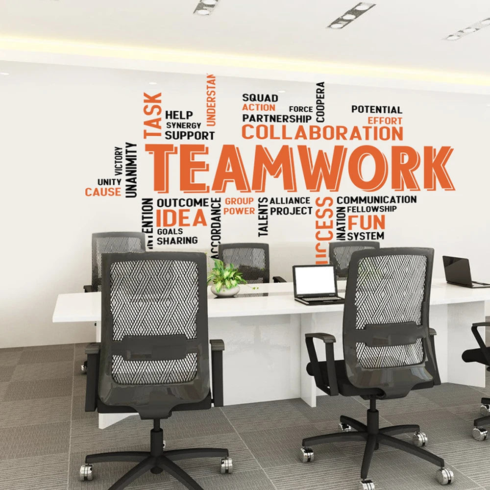 Teamwork Office Inspirational Quote Wall Sticker Decal Business Success Cooperation Motivational Quote Decor