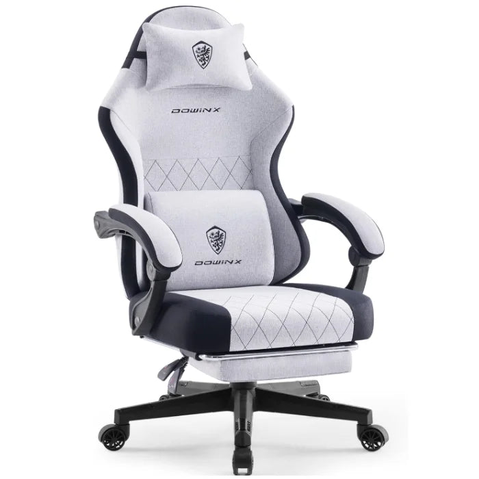 Dowinx Gaming Chair Fabric with Pocket Spring Cushion High Back Ergonomic Computer Chair with Footrest for Adults