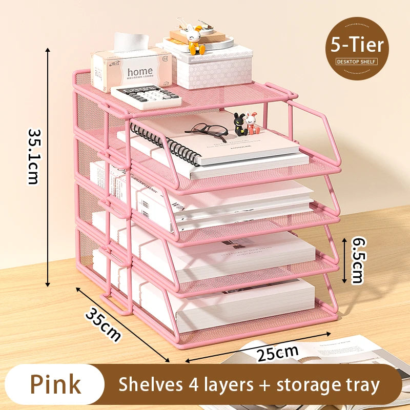 Desk storage and accessories 4-tier paper trust tray storage box with file holder desk storage office supplies desk