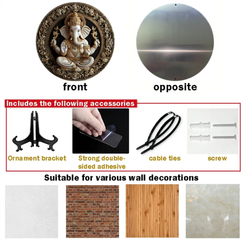 Vintage Indian Elephant God Aluminum Sign Durable Metal Wall Art for Home Office Bar Cafe Decorative Poster