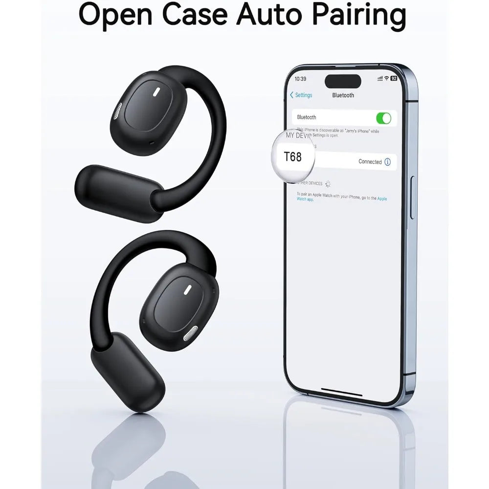 Open Ear Earbuds Bluetooth 5.4 80H Playtime Digital Display Lightweight Earhooks for Running - United States / black