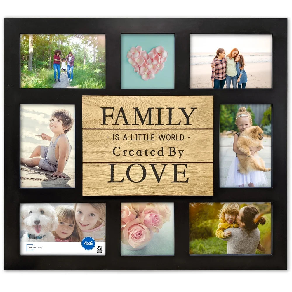 8 Opening Sentiment Picture Frame Black Collage Family Love MDF Wall Decor Perfect Home Office Gift - United States