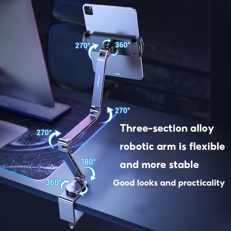 MoZhao Tablet Stand Desktop Support Stand Phone Holder 360° Rotating Folding Aluminum Alloy Office Fixing Magnetic