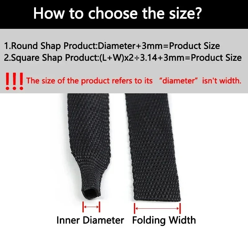 1~50m New Braided Cable Sleeve PET Heat Shrink Tube Insulation Flam Retardant Shrinkable Wrap Sheath Wire Organizer