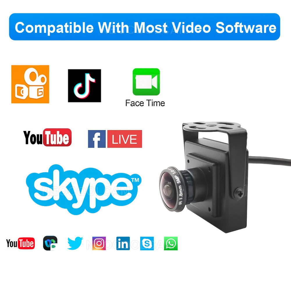 HD Webcam 4K Streaming 30fps 3840x2160 Mini USB 2K 4MP Camera With 2.8mm 1.8mm Lens OTG UVC Plug And Play