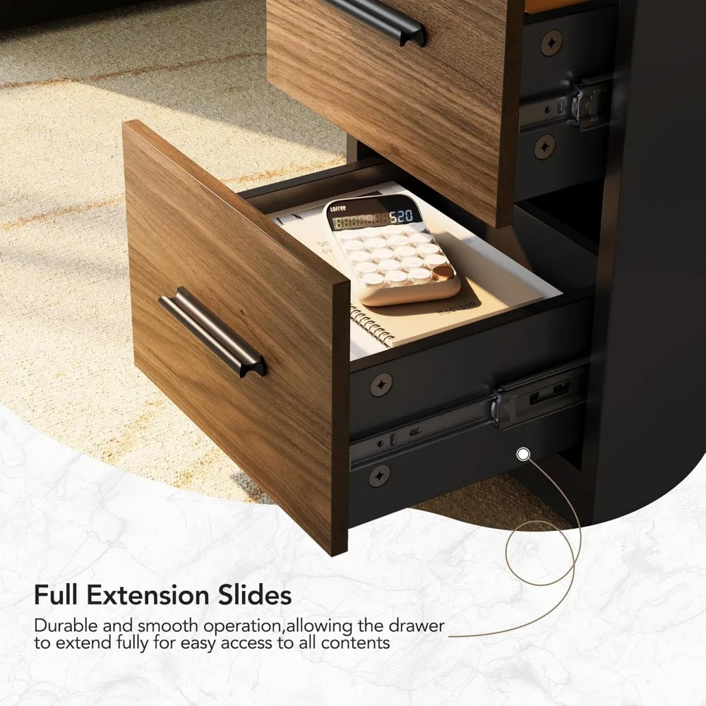 63 Inch L Shaped Standing Desk Electric Executive Height Adjustable Desk with Storage Drawers Computer Workstation