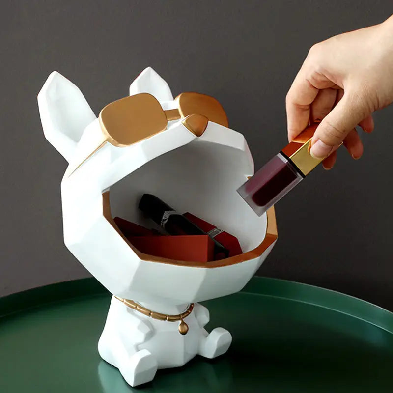 Geometry Dog Model Decoration Pendant Big Mouth Storage Sculpture Porch Desktop Ornaments Keys Lipstick Storage Jar
