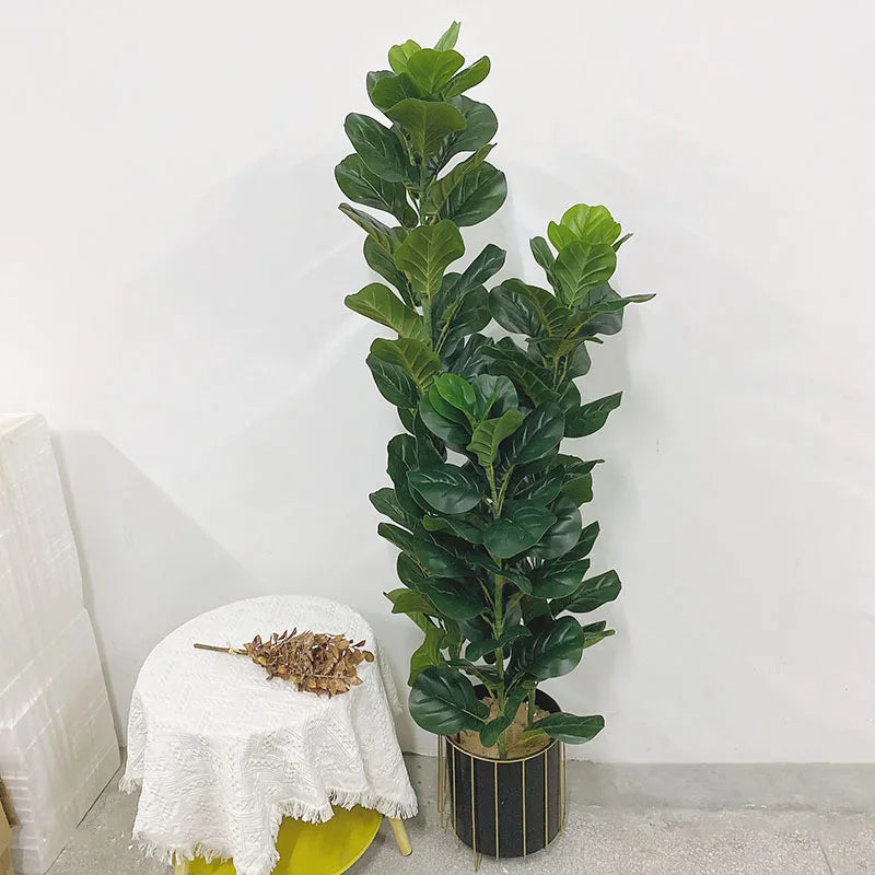 150cm Tropical Tree Large Fake Ficus Lyrata Plant Artificial Ficus Plants Branches Plastic Fake Leafs For Home Office
