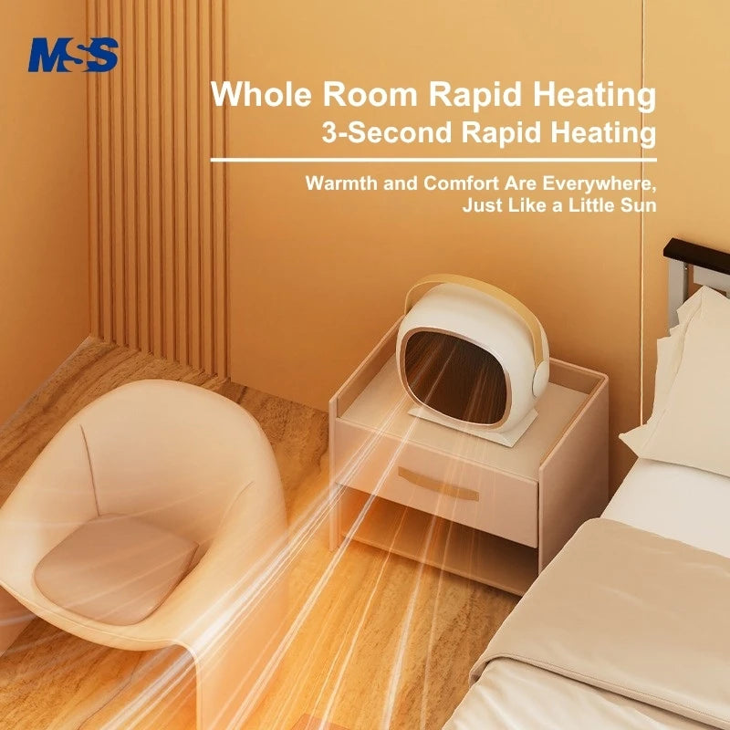 MSS 1200W PTC Ceramic Electric Heater - Fast Heating Air Warmer with Anti-Tip Over Home Office Winter Heating Appliance