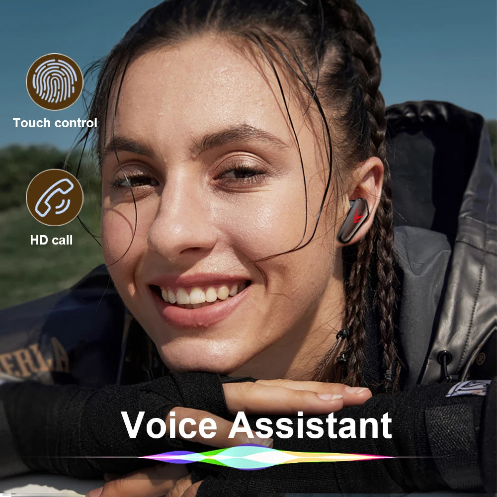 New Tws Wireless Bluetooth Earphones Gaming Earbuds Colored LED Gaming Lights Charging box Headsets HiFi Stereo Sound