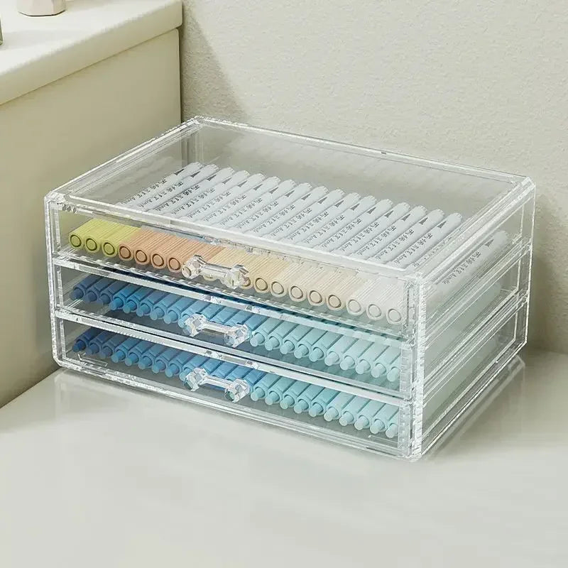 High Capacity Acrylic Marker Pen Holder Colored Pencil Storage Box Transparent Organizer for Kid Case Painting School