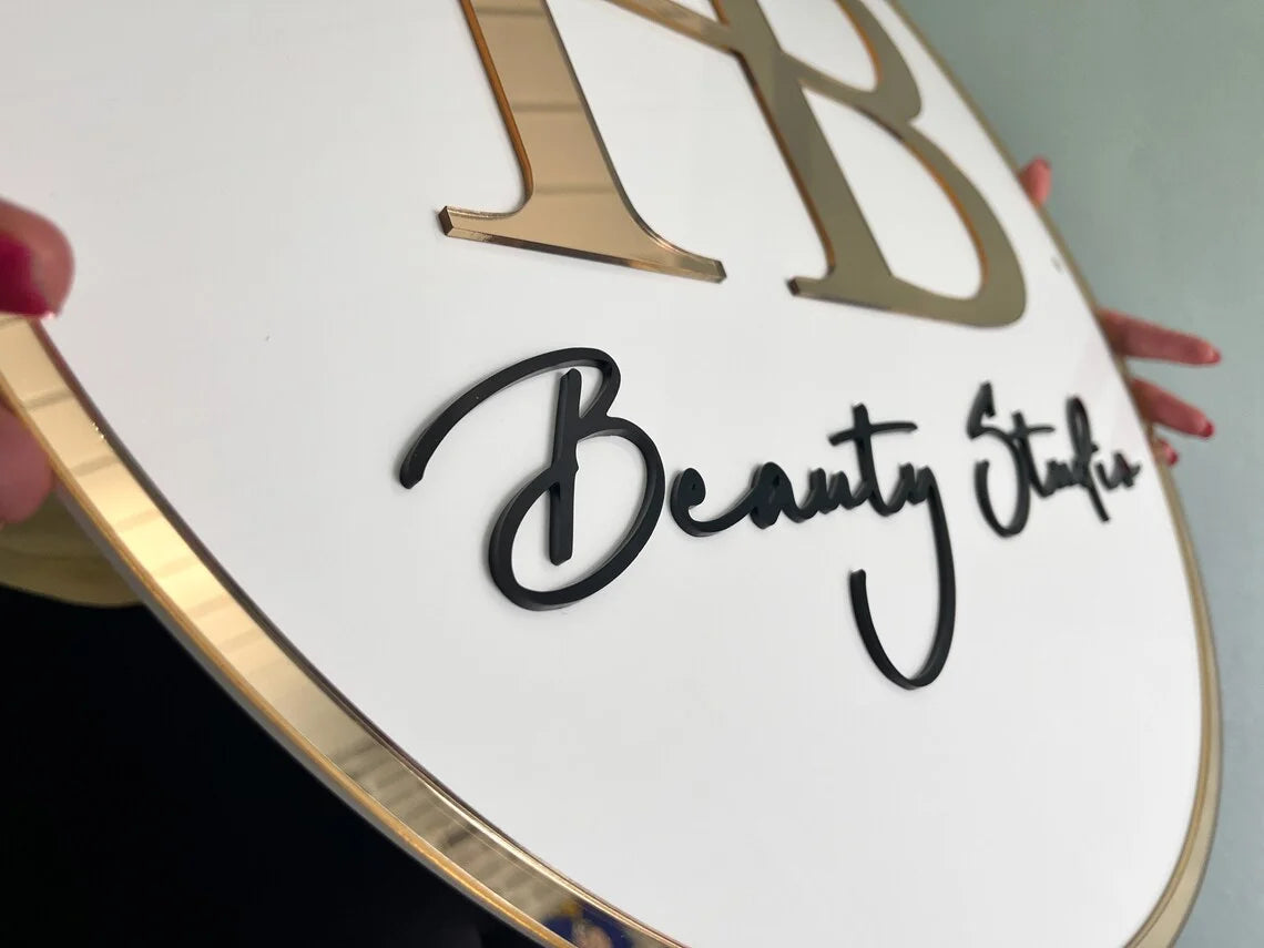 Custom Business Logo 3D Acrylic Sign Personalized Wall Sign Round Salon Sign Office Logo for Wall Business Name Signage