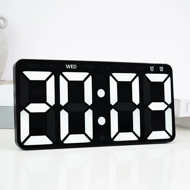 Minimalist LED Digital Wall Clock with Remote Control Adjustable Brightness Countdown Timer Modern Home Office Alarm