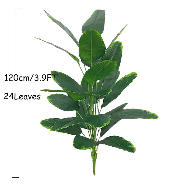 120cm 24Leaves Large Tropical Banana Tree Fake Palm Plants Real Touch Strelizia Plastic Banyan Plant For Home Shop