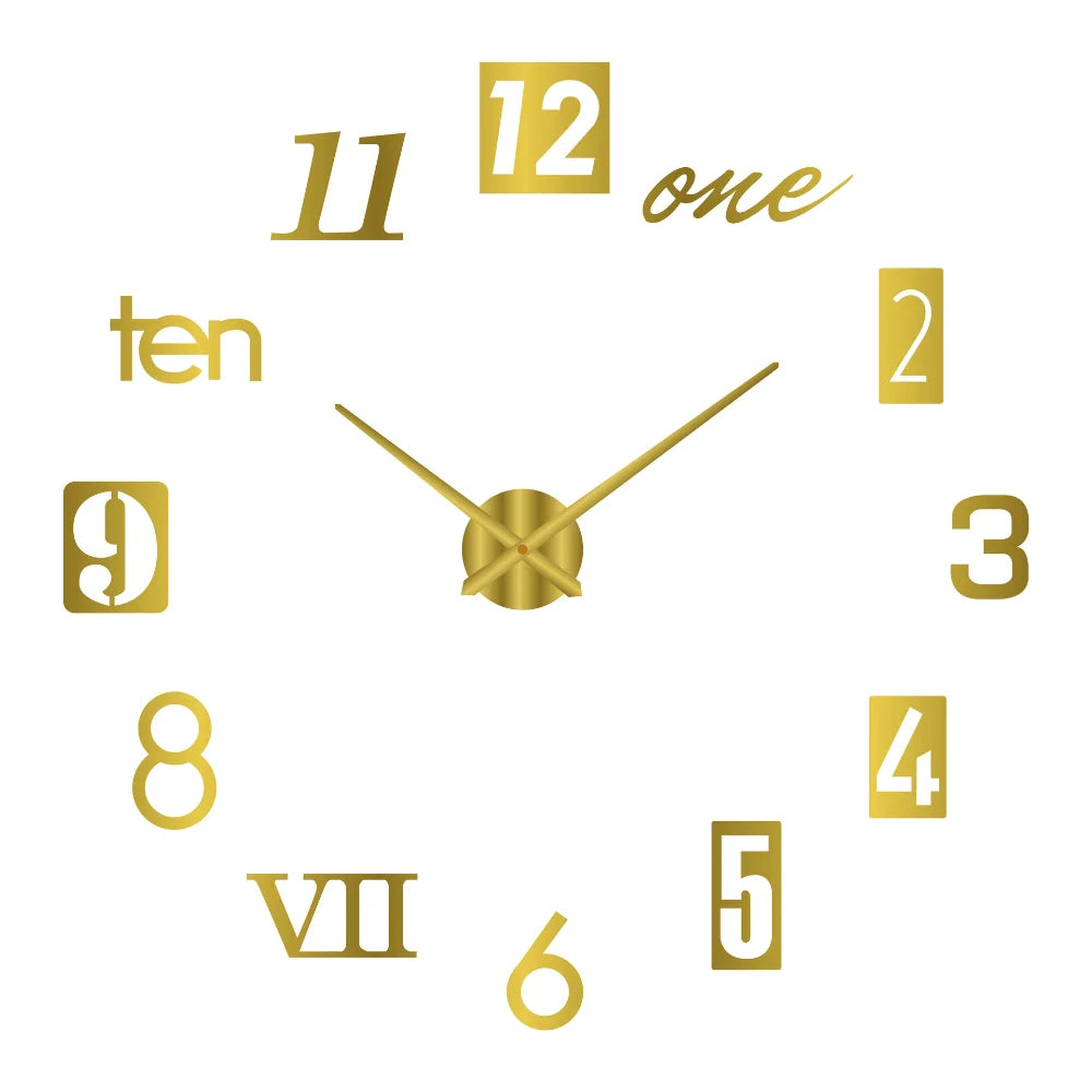 2025 Modern Design Large Wall Clock 3D DIY Quartz Clocks Fashion Watches Acrylic Mirror Stickers Living Room Home Decor