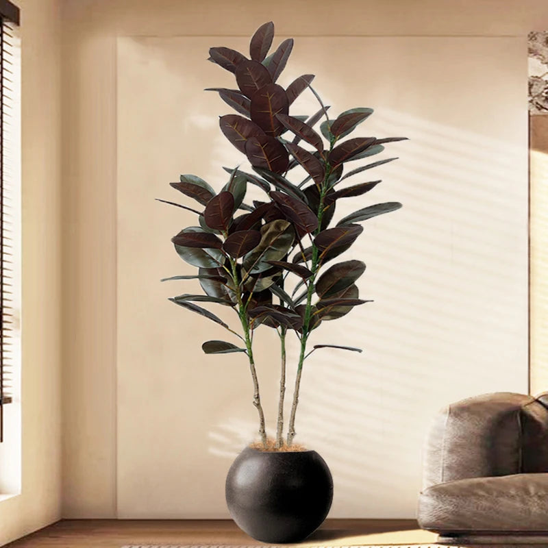 13-70in Large Ficus Tree Artificial Rubber Tree Plastic Banyan Plants Real Touch Banyan Leaves For Home Garden Shop