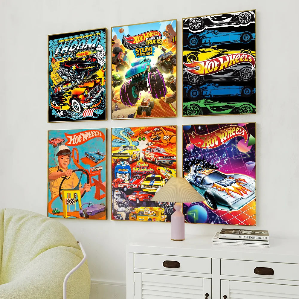 Super Car H-Hot W-Wheels Poster Self Adhesive Painting Living Room Office Decoration Bedroom Home Wall Sticker Prints