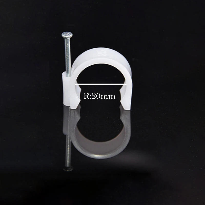 45PCS Round Cable Clips 16/20/25mm C Shaped Steel Nail Wire Clamp PVC Pipe Clamp Line Cord Buckle Management Fixed Wall