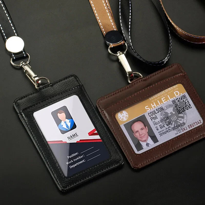 NEW ID Holders Bank Credit Card Holder Unisex Genuine Leather Card Case Business Working Id Badge Name Tag Covers