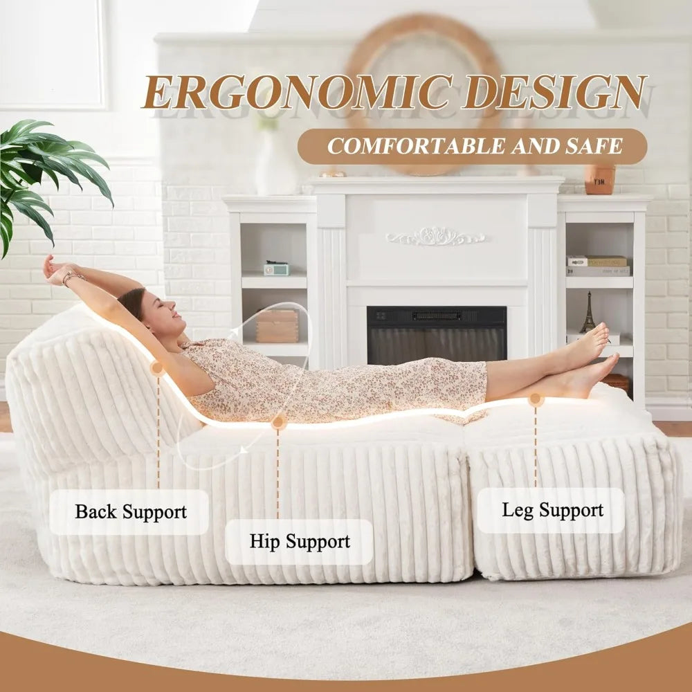 Big Bean Bag Lounger Chairs Large Beanbag Chair for Adults Bean Bag Sofa with Memory Foam Filled for Living Room