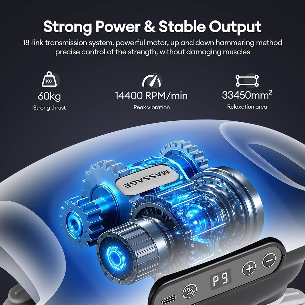 18-head Professional Fascia Gun Muscle Relax Massager High Frequency Back Waist Massage Machine Body Shoulder after