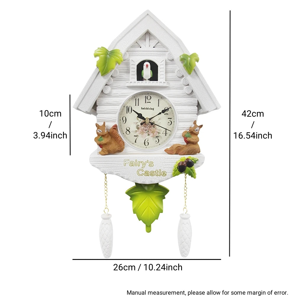 1pc Cuckoo Wall Clock Daytime Hourly Alarm Pendulum Quartz Watch Silent Wall Clock for Home Living Room Decoration Wall