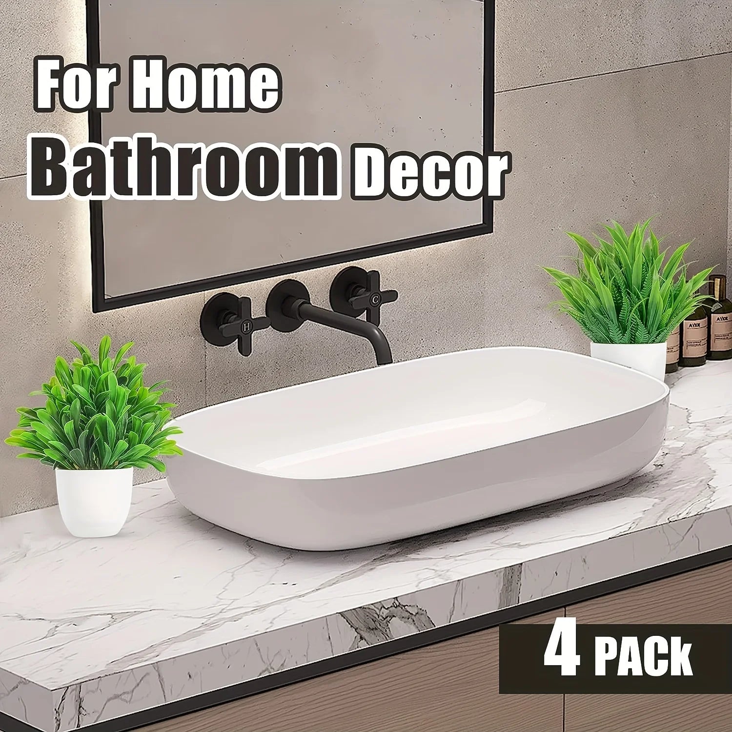 4 Pack Mini Artificial Potted Plants Fake Bonsai Greenery for Home Office Farmhouse Bathroom Shelf Decor Indoor