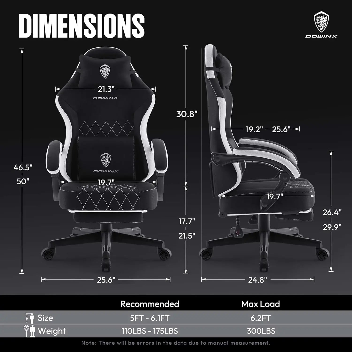 Dowinx Gaming Chair Fabric with Pocket Spring Cushion High Back Ergonomic Computer Chair with Footrest for Adults