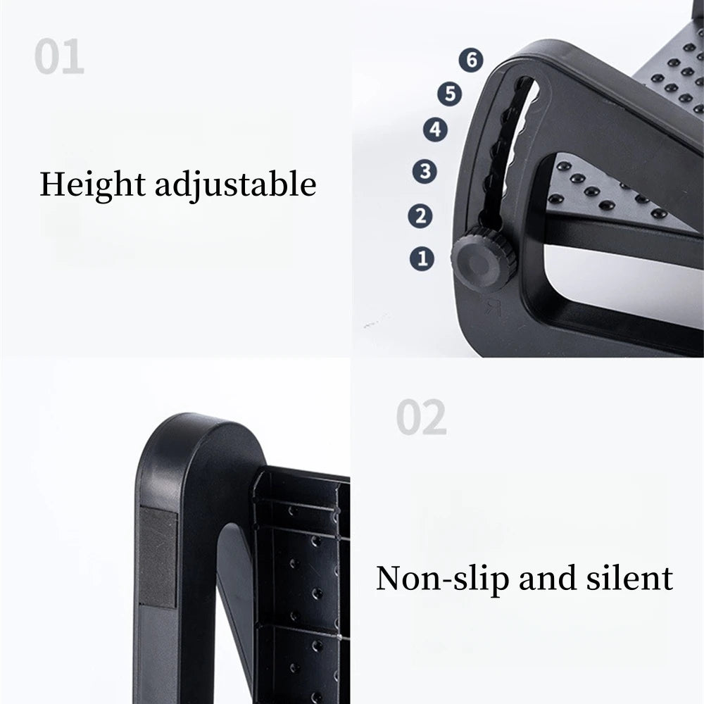 Under Desk Footstool Adjustable Foot Stepping Height Plastic Footrest Promote Leg Circulatio Ergonomic Rollers Massage