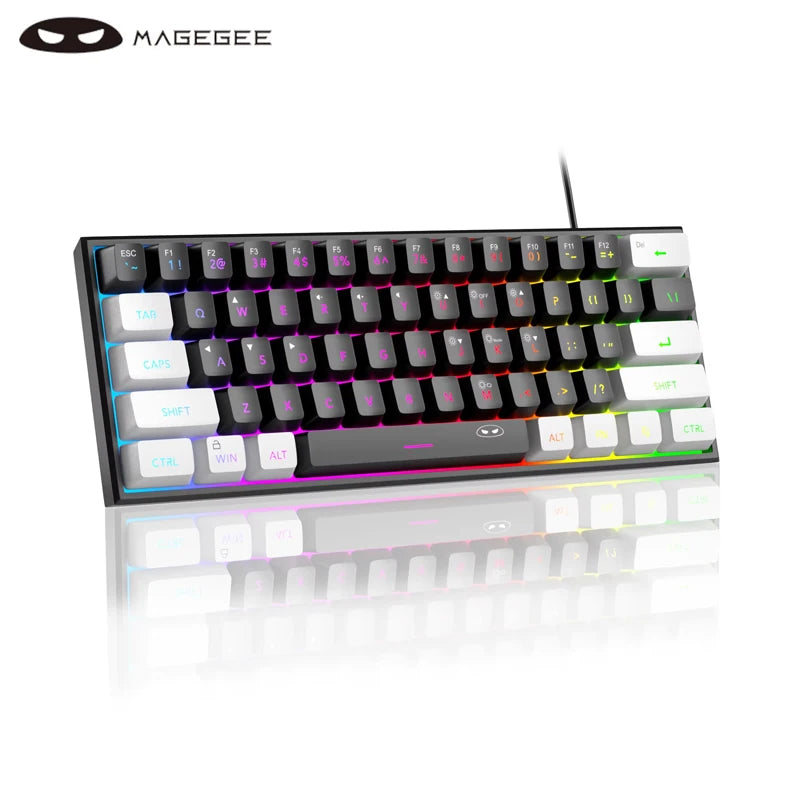 MageGee TS91 60% Compact Wired Keyboard 61 Keys RGB Backlight Membrane Keyboard For Windows PC Office laptop Computer